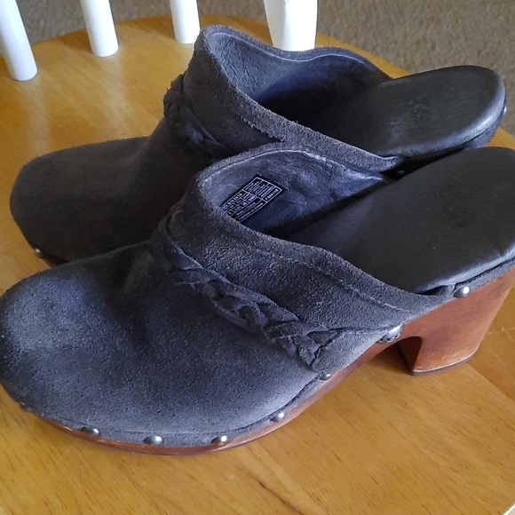 UGG Kaylee Grey Suede Clogs - Picture 2 of 13
